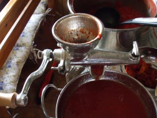Processing the sauce through the fruit press